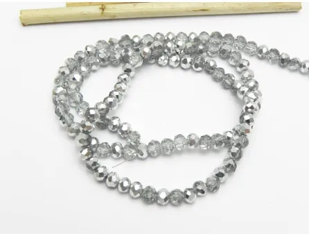 Margele cristal rondel fatetat electroplacat 4x3mm argintiu transparent (sirag)