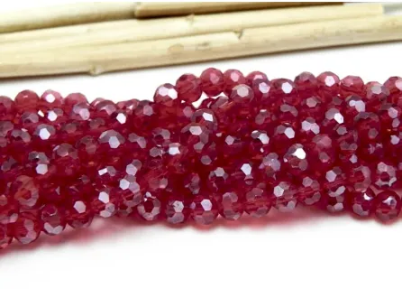 Margele cristal rotund fatetat 4mm rubin inchis lustered (sirag)