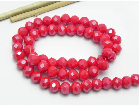 Margele cristal rondel fatetat 8x6mm crimson opac lustered (sirag)