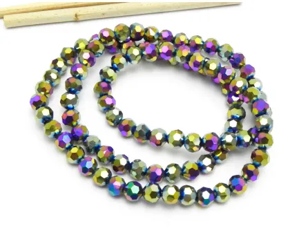 Margele cristal rotund fatetat electroplacat 6mm mix metalic (sirag)