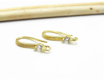 Tortite cubic zirconia 17x2.5mm placat cu aur 18K (2buc)