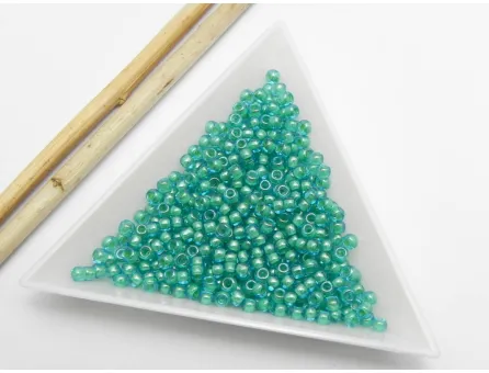 Toho rotunde 8/0 : inside color aqua lt jonquil lined (5g)