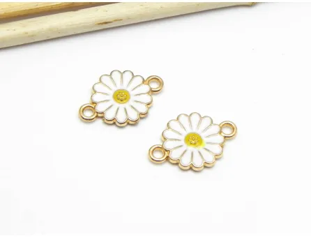 Link floare auriu 21x13mm alb
