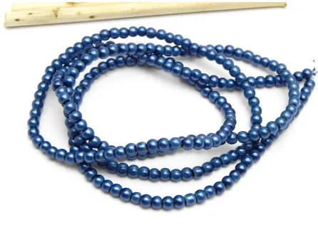 Perle de sticla 3mm albastru denim (sirag)