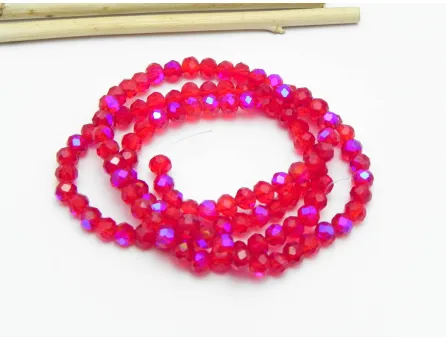 Margele cristal rondel fatetat 4x3mm rosu heliotrop (sirag)