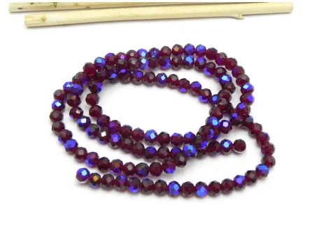 Margele cristal rondel fatetat 4x3mm burgundy heliotrop (sirag)