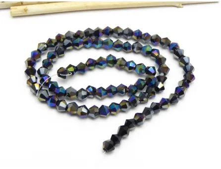 Margele cristal biconic electroplacat 4mm negru AB (sirag)