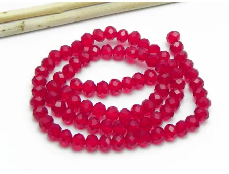 Margele cristal rondel fatetat 6x4mm rubin (sirag)