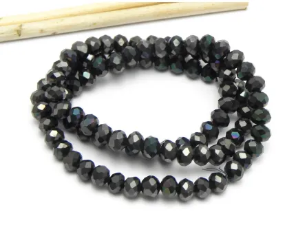 Margele cristal rondel fatetat electroplacat 6x4mm gunmetal (sirag)