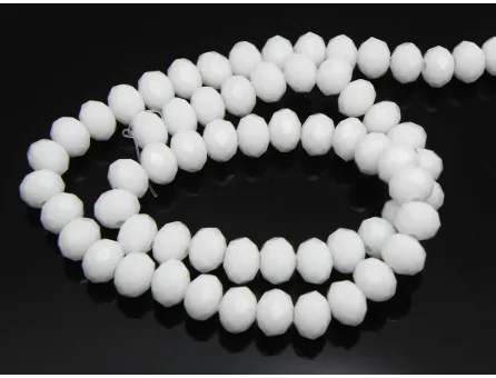 Margele cristal rondel fatetat 8x6mm alb opac (sirag)