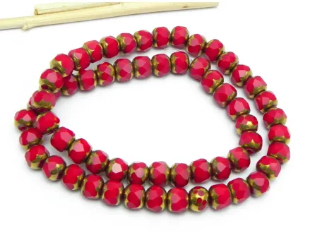 Margele cristal rondel fatetat 7.5x6.5mm rosu (sirag)
