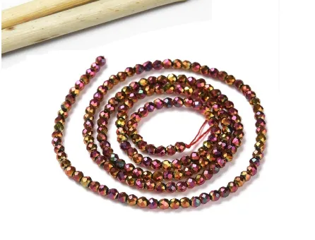 Margele cristal rotund fatetat electroplacat 2mm burgundy metalic (sirag)