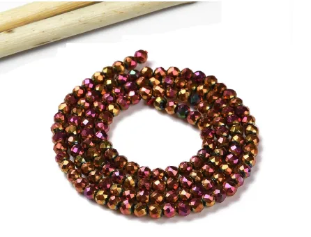 Margele cristal rotund fatetat electroplacat 3mm burgundy metalic (sirag)