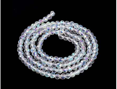 Margele cristal rotund fatetat 3mm transparent AB (sirag)