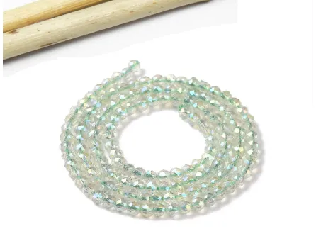 Margele cristal rotund fatetat 3mm verzui transparent AB (sirag)