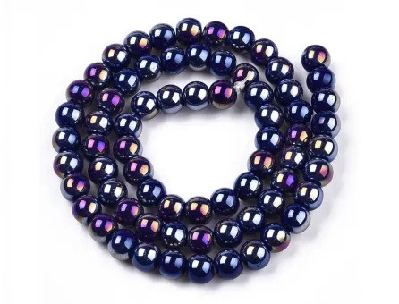 Margele sticla 6mm blue perlat (sirag)