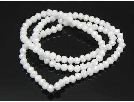 Margele cristal rondel fatetat 4x3mm alb opac luster (sirag)