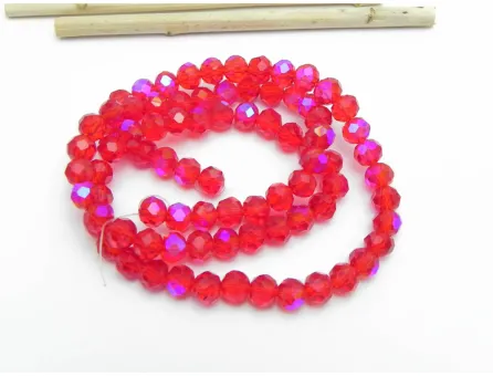 Margele cristal rondel fatetat 6x4mm rosu heliotrop (sirag)