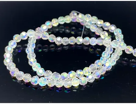 Margele cristal rotund fatetat 4mm transparent AB (sirag)