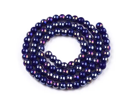 Margele sticla 4mm blue perlat (sirag)