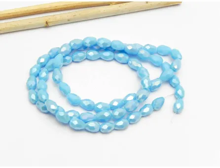 Margele cristal picatura 6x4mm sky blue opac lustered (sirag)