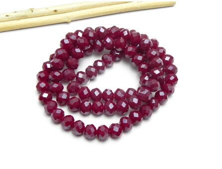 Margele cristal rondel fatetat 6x4mm burgundy opac lustered (sirag)