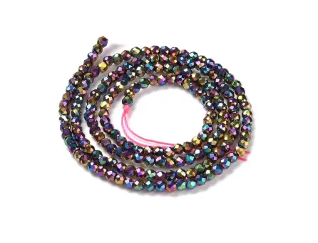 Margele cristal rotund fatetat electroplacat 2mm mix metalic (sirag)