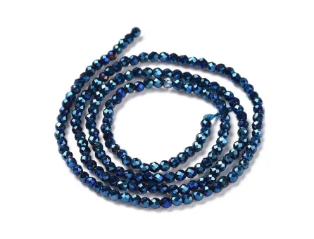 Margele cristal rotund fatetat electroplacat 2mm albastru metalic (sirag)