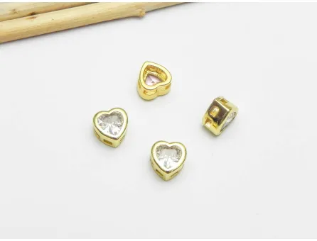 Distantier Cubic Zirconia inima 6.5x6.5x4mm transparent (1buc)