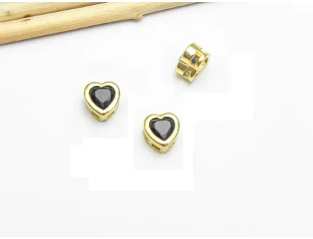 Distantier Cubic Zirconia inima 6.5x6.5x4mm negru (1buc)