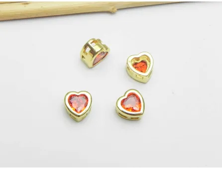 Distantier Cubic Zirconia inima 6.5x6.5x4mm orange (1buc)