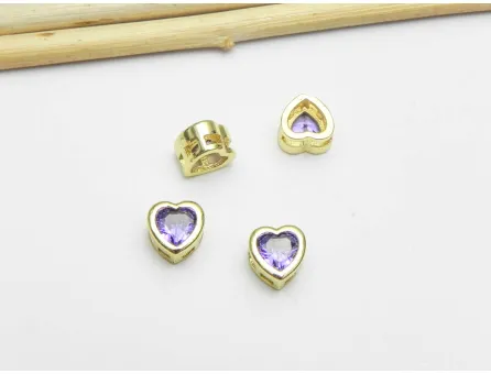 Distantier Cubic Zirconia inima 6.5x6.5x4mm mov (1buc)