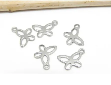 Charm otel inoxidabil fluture 11x7mm