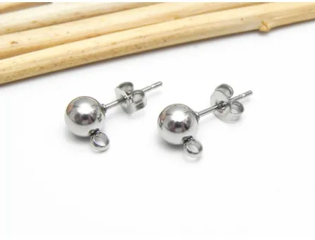 Tortite cercei otel inoxidabil 304 cu biluta si opritor (2buc)