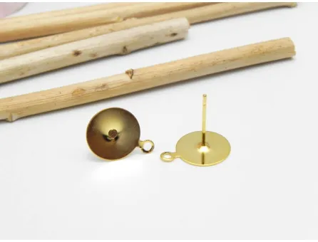 Tortite cercei otel inoxidabil 304 auriu cu bucla platou 10mm (2buc)