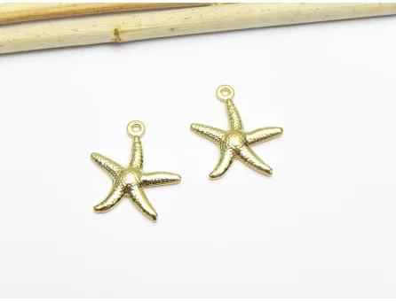 Charm otel inoxidabil auriu stea de mare 18x15mm placat cu aur 24K