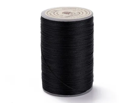 Rola ata cerata rotunda micro macrame 0.30~0.40mm negru (160m)