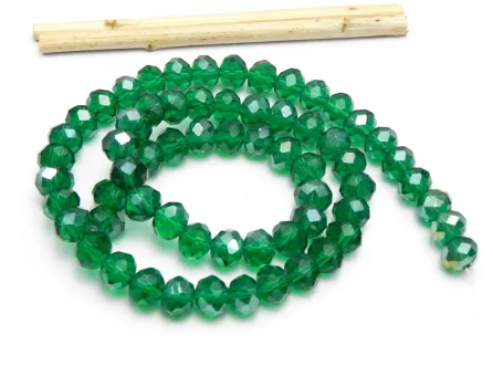 Margele cristal rondel fatetat 8x6mm smarald lustered (sirag)