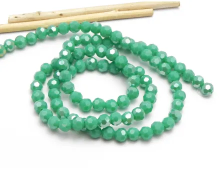 Margele cristal rotund fatetat 6mm verde turcoaz opac lustered (sirag)