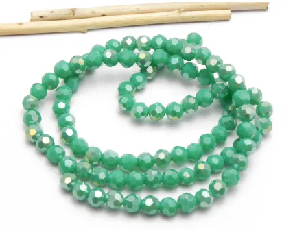 Margele cristal rotund fatetat 6mm verde turcoaz opac AB (sirag)