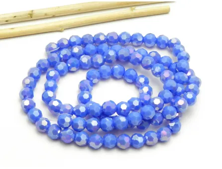 Margele cristal rotund fatetat 6mm albastru opac AB (sirag)