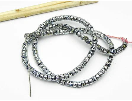 Sirag lava electroplacata rondel 4x3mm argintiu patinat