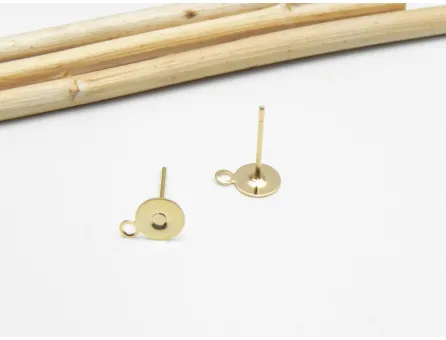 Tortite cercei otel inoxidabil 304 auriu cu platou 6mm (2buc)