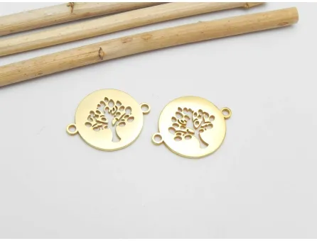 Link otel inoxidabil auriu copacul vietii 19x15mm