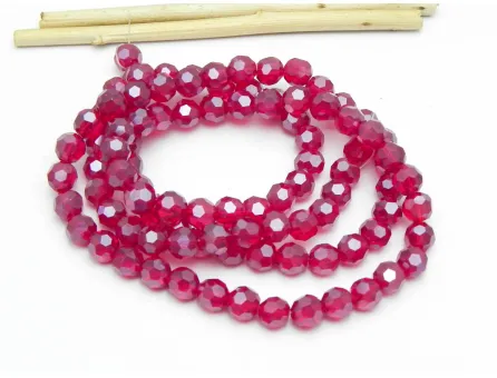 Margele cristal rotund fatetat 6mm rosu rubin lustered (sirag)