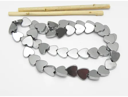 Sirag hematit inima 10x10mm argintiu