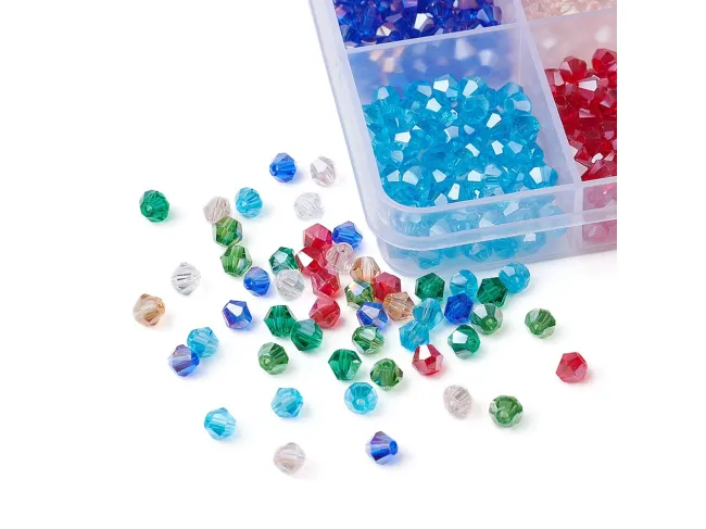 Kit margele cristale biconice 4mm 730 buc + cutie cadou