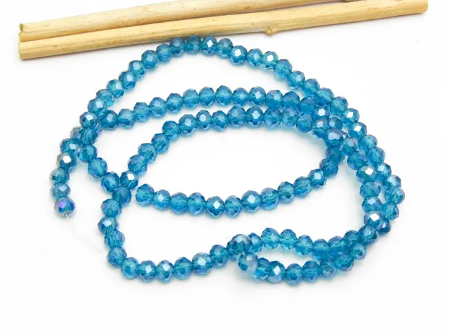 Margele cristal rondel fatetat 4x3mm marin (sirag)