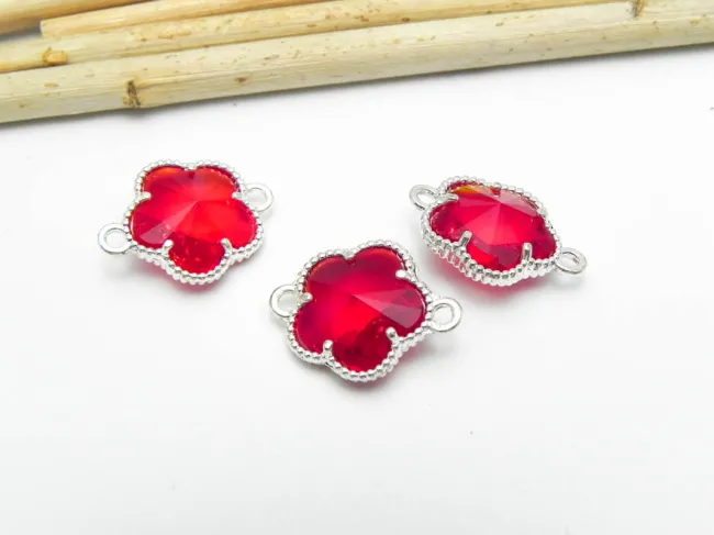 Link floare 16x12mm rosu