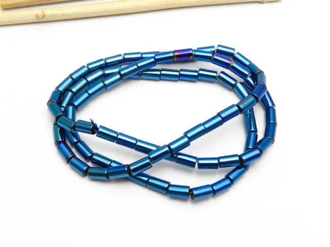 Sirag hematit tub 5x3mm albastru